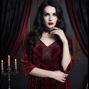 BURGUNDY Black Velvet Burnout 1X Geometric Grunge Vamp Goth Witch Whimsigoth